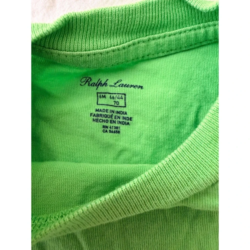 Ralph Lauren Baby Boys Green‎ Short Sleeve Pony T-Shirt Snap Shoulder 6M